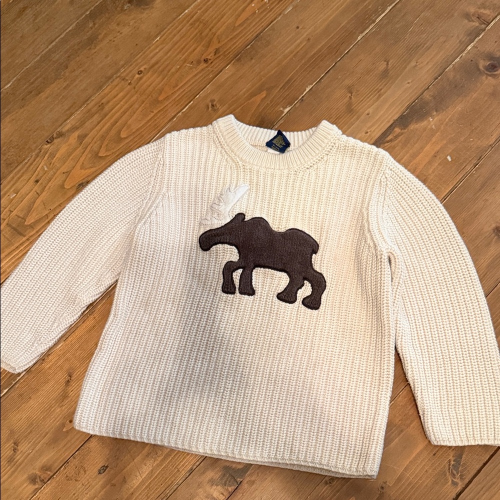 OshKosh B'gosh Cream Sweater with Brown Moose